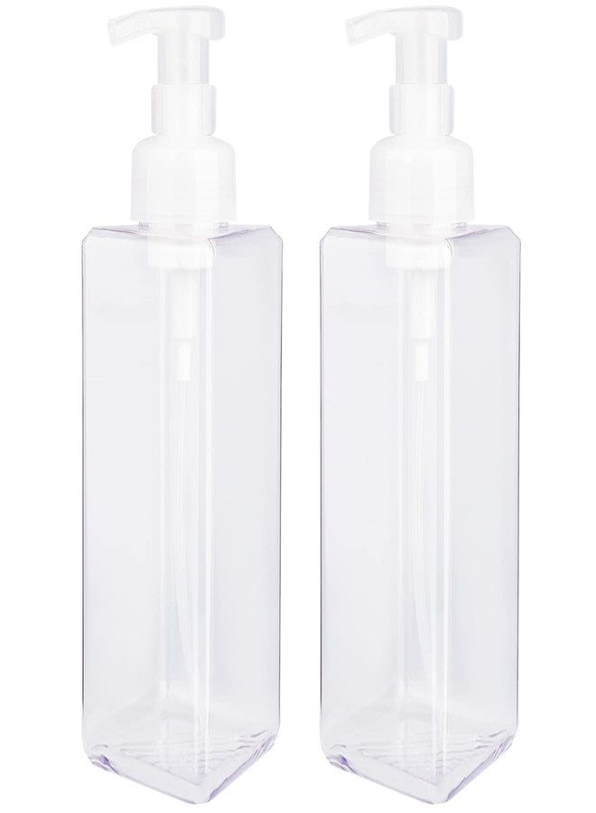 UUJOLY Foaming Soap Dispenser 1L (33.8oz) Refillable Plastic Pump Bottle for Liquid Soap, Shampoo, Body Wash (2 Pcs) (Clear) - Image 1